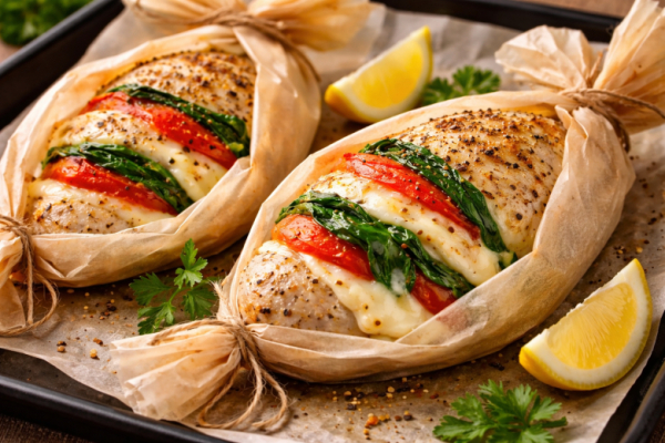 Укутываю грудку в пергамент: никаких брызг и жира от сковороды, а мясо &mdash; нежность. Сочная курочка в духовке