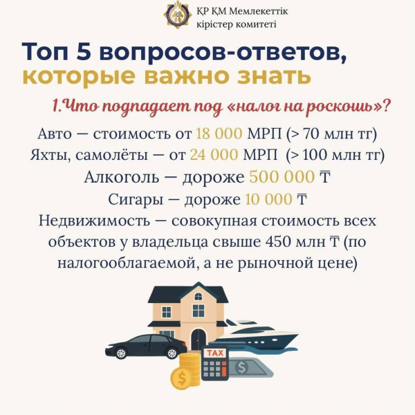 В Комитете госдоходов разъяснили какое имущество попадет под налог на роскошь