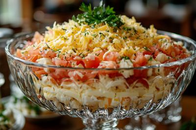 Салат-универсал: взяла лучшее от крабового и &laquo;Цезаря&raquo; &mdash; получилось блюдо, которое просят готовить на каждый праздник